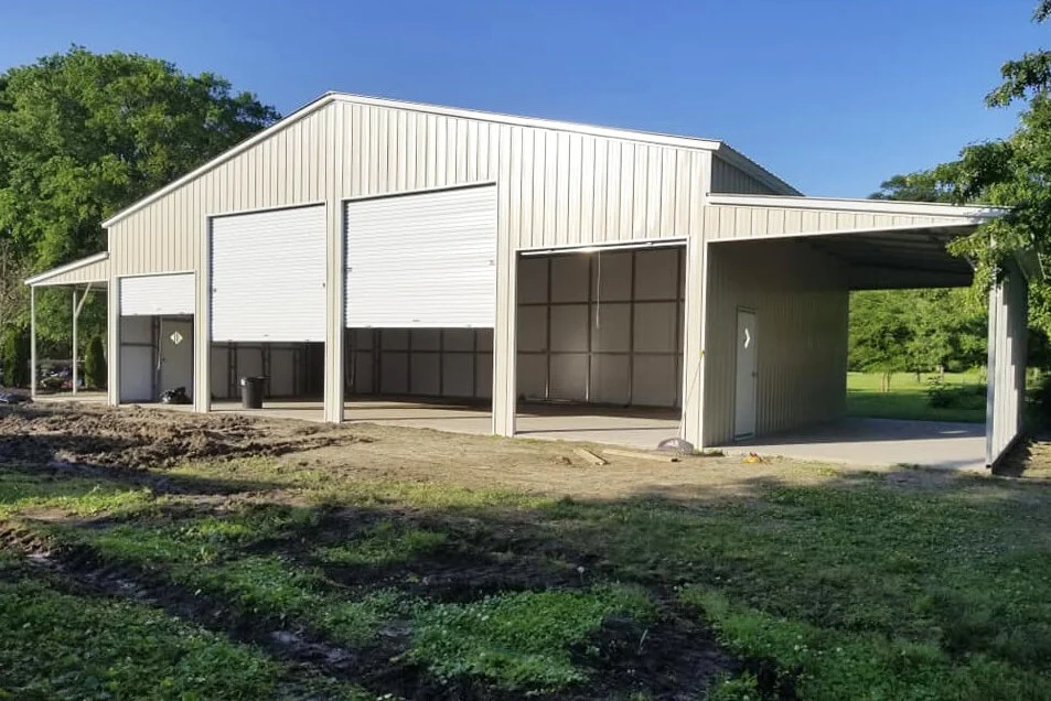 The Green Acres 84'Wx40'L Vertical Roof Garage Commercial Grade Drop Down Barn